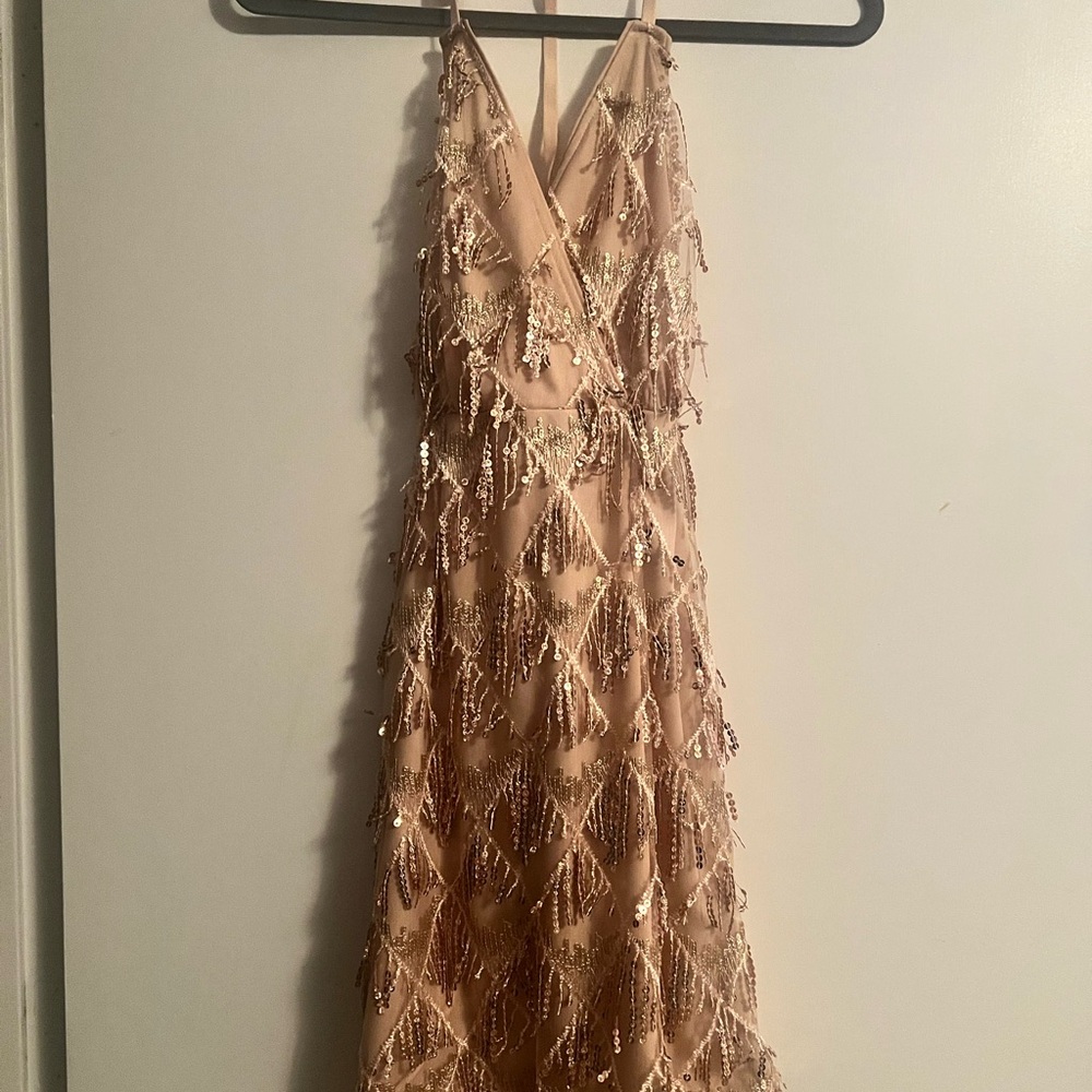 SHEIN Gold Sequin Backless Dress